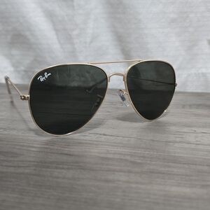 Ray-Ban Gold and Black Aviator Sunglasses
